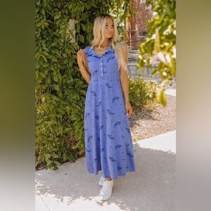 Zipcode Design Purple Seashell Starfish Beach Polo Maxi Dress M